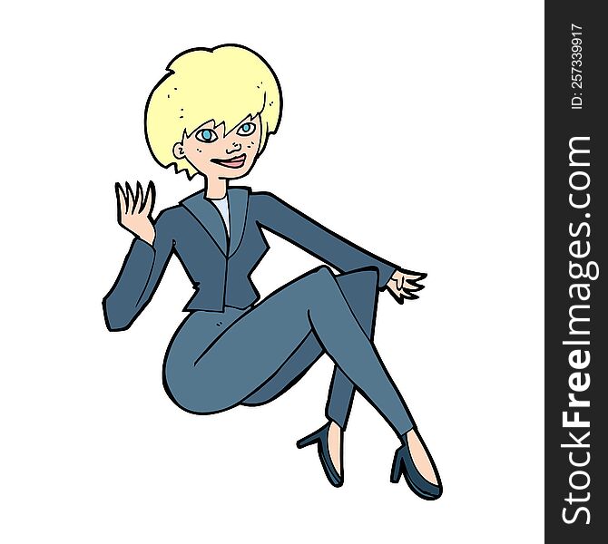 Cartoon Businesswoman Sitting