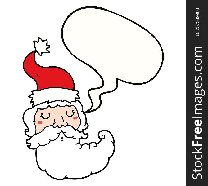 Cartoon Santa Face And Speech Bubble