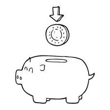 Black And White Cartoon Piggy Bank Stock Photo