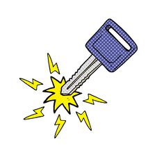 Cartoon Electric Car Key Stock Photography