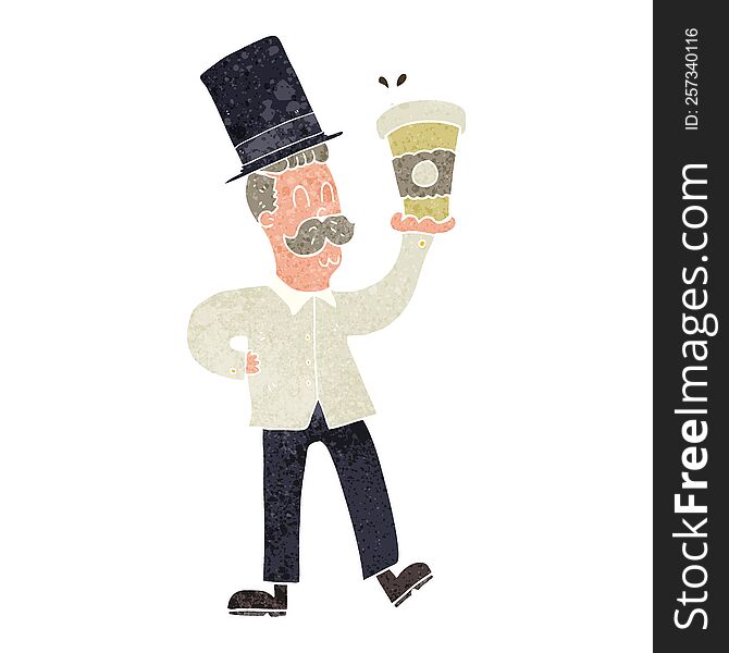 Retro Cartoon Man With Coffee Cup