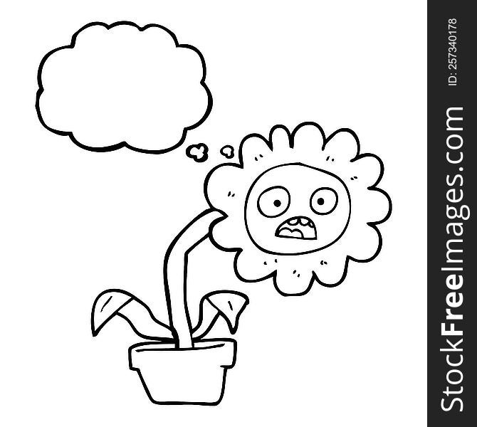 freehand drawn thought bubble cartoon sad flower