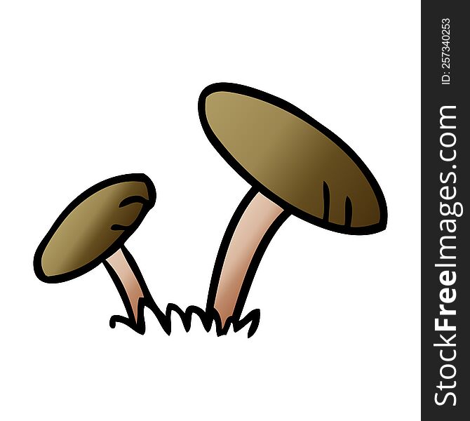 Gradient Cartoon Doodle Of Some Mushrooms