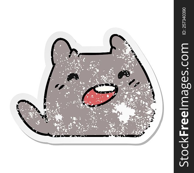 distressed sticker cartoon illustration of a kawaii cat. distressed sticker cartoon illustration of a kawaii cat
