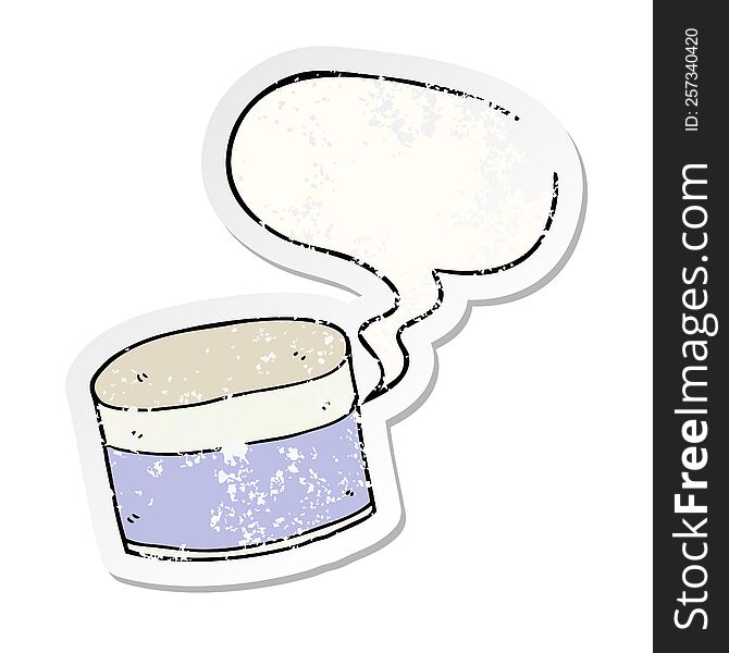 Cartoon Pot And Speech Bubble Distressed Sticker
