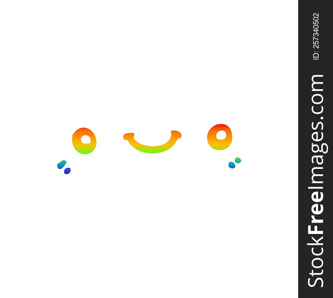 Rainbow Gradient Line Drawing Cartoon Cute Happy Face