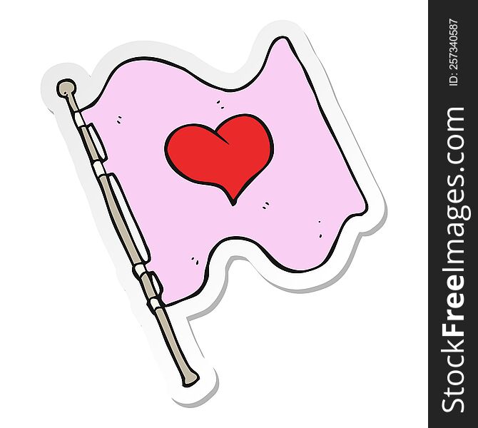 sticker of a cartoon love heart flag