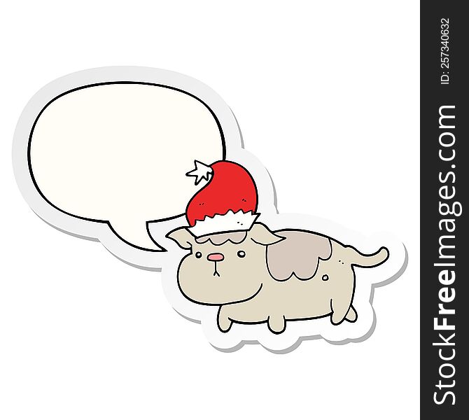 cute christmas dog with speech bubble sticker