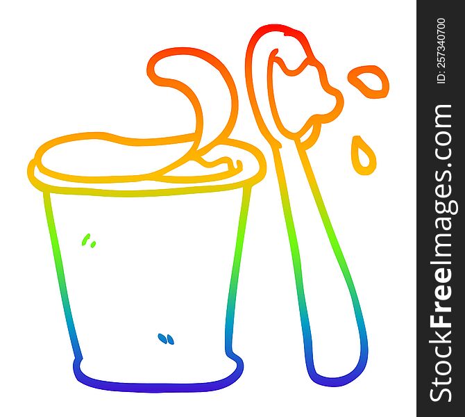 Rainbow Gradient Line Drawing Cartoon Yogurt