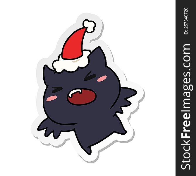 Christmas Sticker Cartoon Of Kawaii Bat