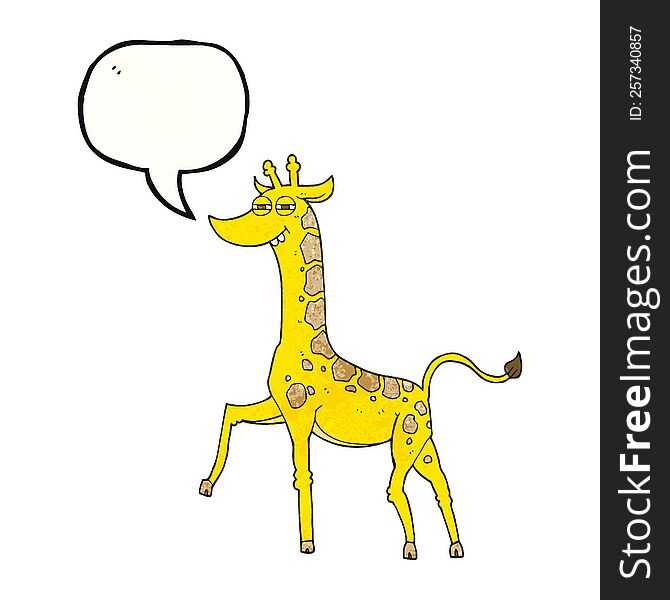 freehand speech bubble textured cartoon giraffe