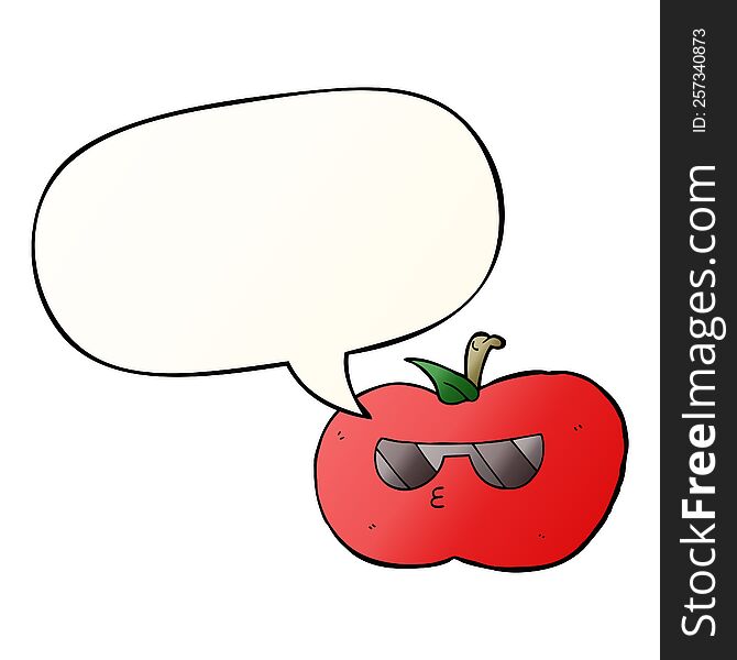 Cartoon Cool Apple And Speech Bubble In Smooth Gradient Style