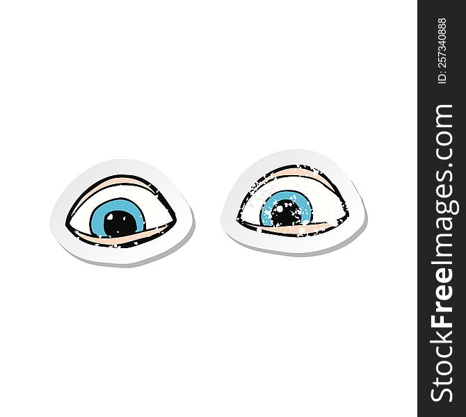 Retro Distressed Sticker Of A Cartoon Eyes