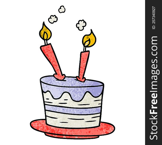 Textured Cartoon Doodle Of A Birthday Cake