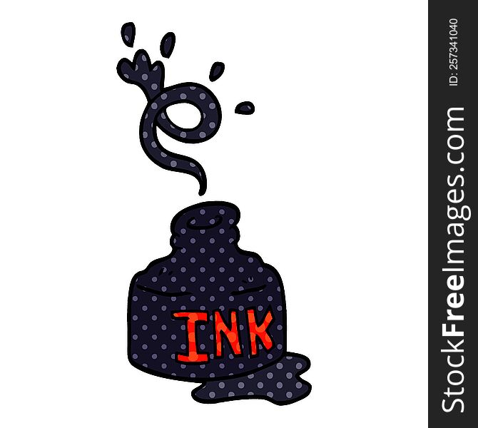 Cartoon Doodle Spilled Ink Bottle