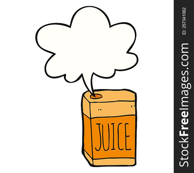 Cartoon Juice Box And Speech Bubble
