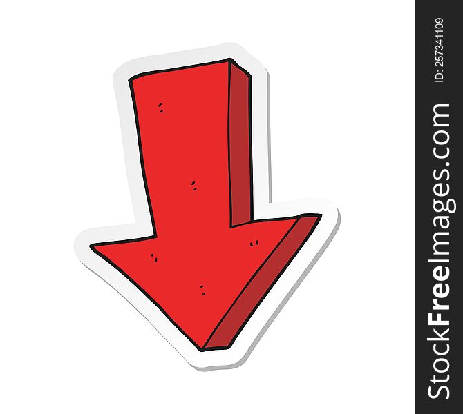 sticker of a cartoon arrow pointing down