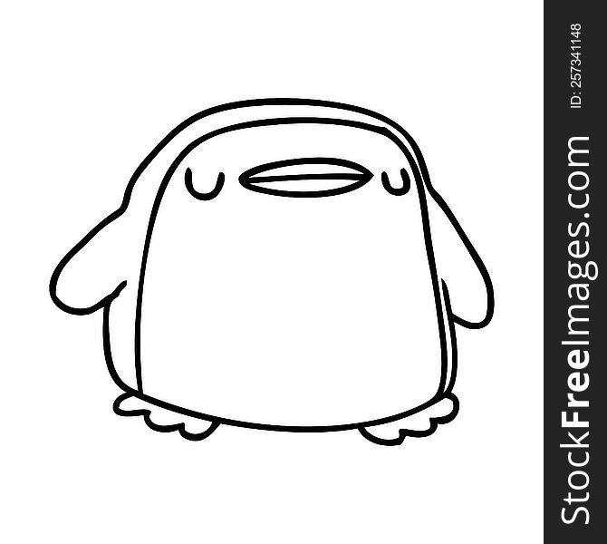 Line Drawing Kawaii Of A Cute Penguin