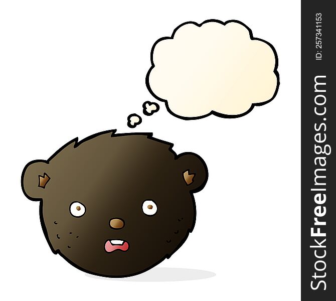 Cartoon Black Bear Face With Thought Bubble