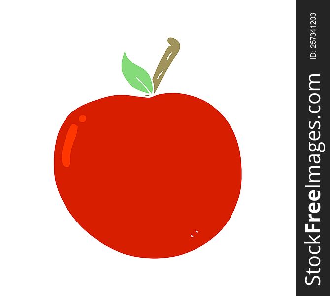 Flat Color Style Cartoon Apple
