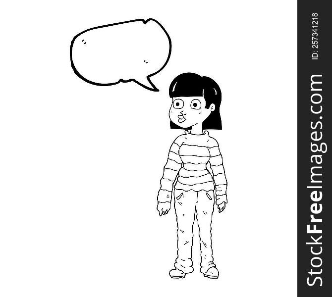 speech bubble cartoon woman in casual clothes