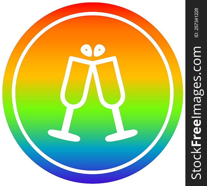 raised glasses circular icon with rainbow gradient finish. raised glasses circular icon with rainbow gradient finish