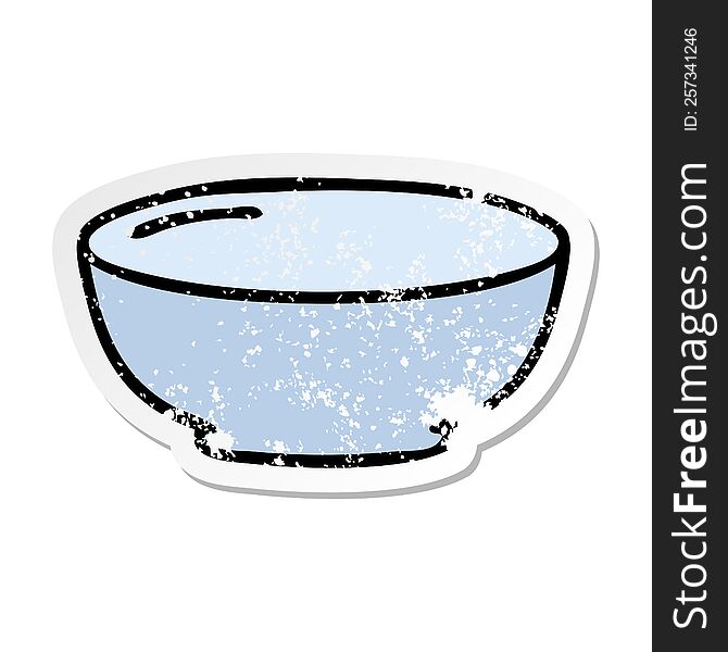 Distressed Sticker Of A Quirky Hand Drawn Cartoon Bowl