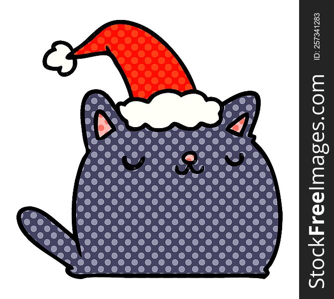 hand drawn christmas cartoon of kawaii cat