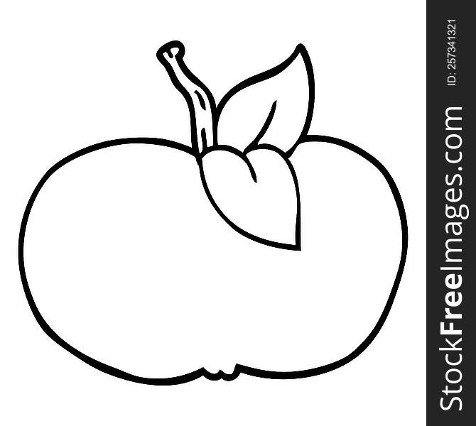 Line Drawing Cartoon Juicy Apple