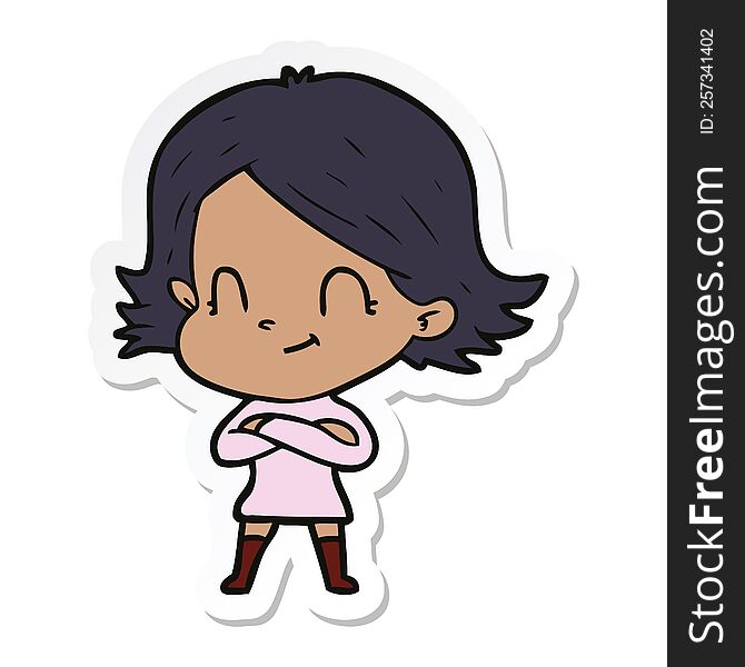 Sticker Of A Cartoon Friendly Girl