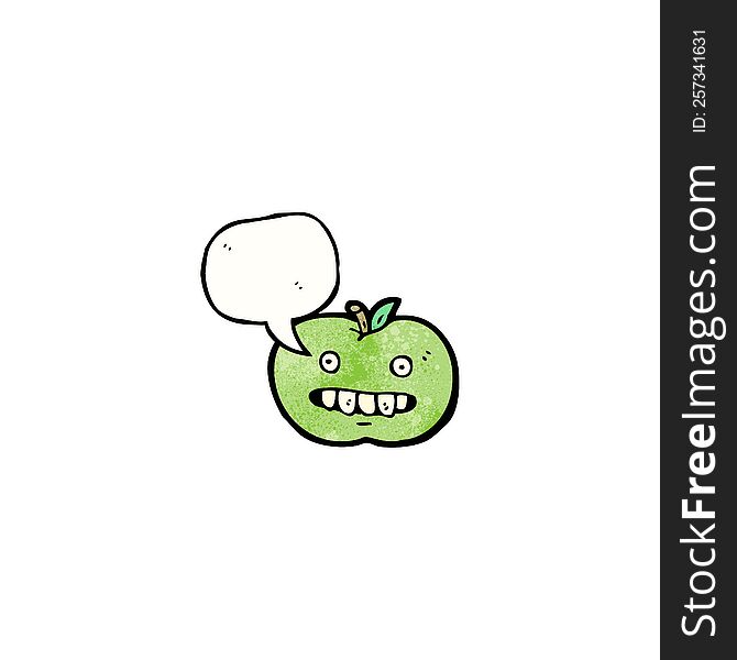 Funny Cartoon Apple With Speech Bubble