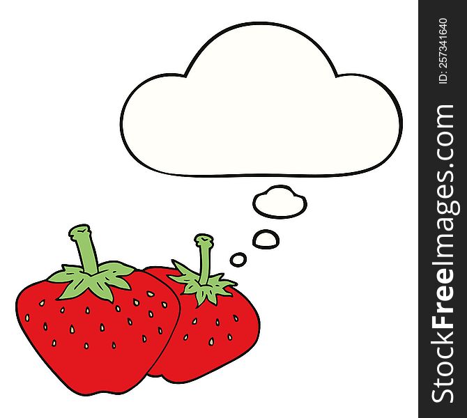 Cartoon Strawberry And Thought Bubble