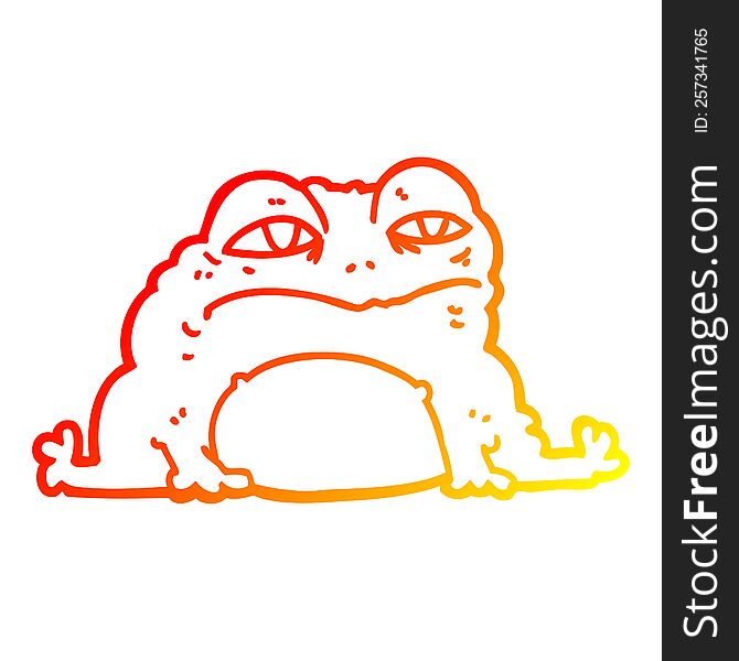 warm gradient line drawing of a cartoon toad