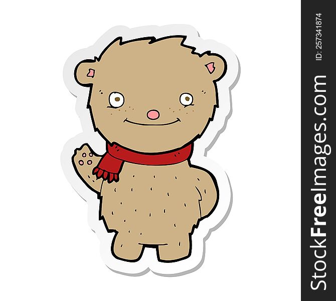 Sticker Of A Cartoon Teddy Bear