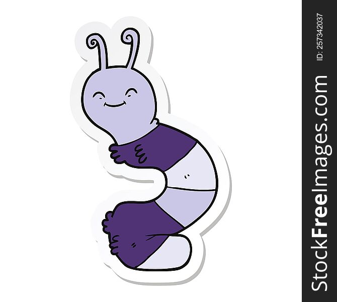 Sticker Of A Cartoon Happy Caterpillar