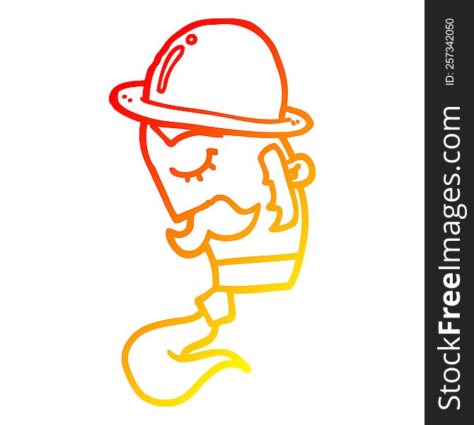 Warm Gradient Line Drawing Cartoon Man Wearing Hat