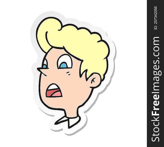 Sticker Of A Cartoon Shocked Man