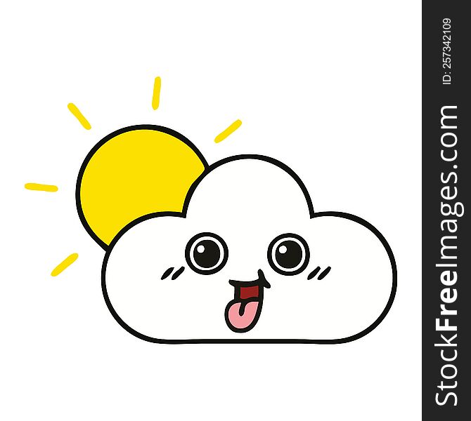 cute cartoon of a sun and cloud. cute cartoon of a sun and cloud