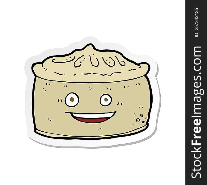 sticker of a cartoon pie with face