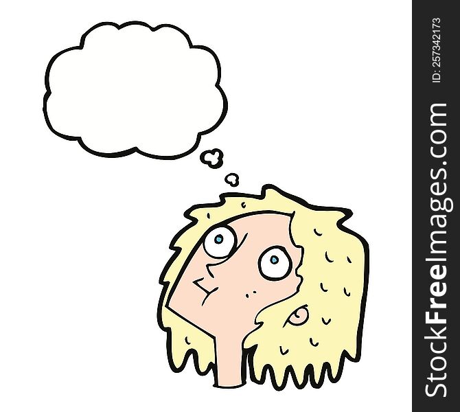 Cartoon Staring Woman With Thought Bubble