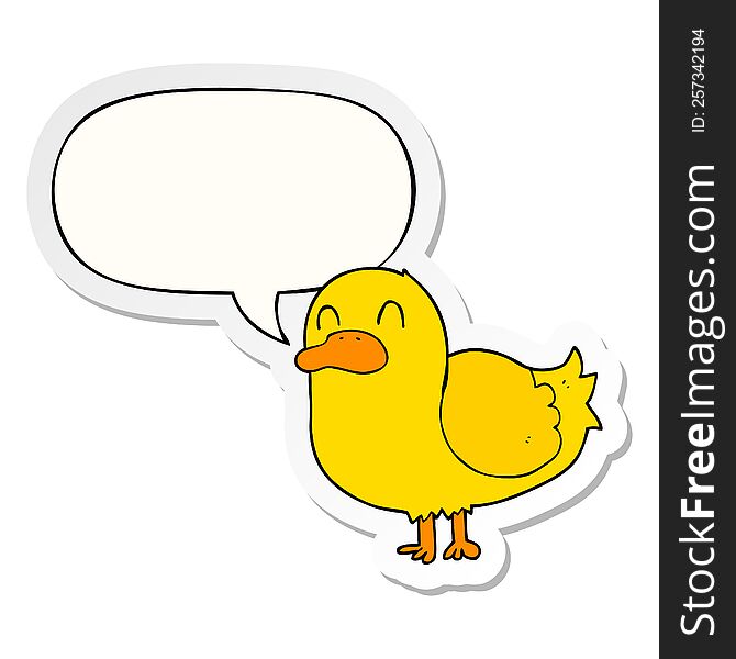 Cartoon Duck And Speech Bubble Sticker