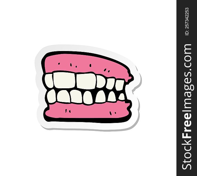 sticker of a cartoon false teeth