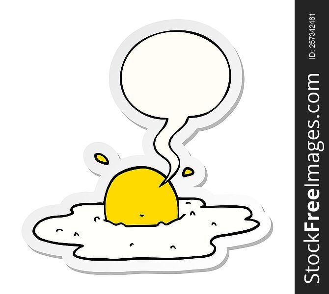 Cartoon Fried Egg And Speech Bubble Sticker