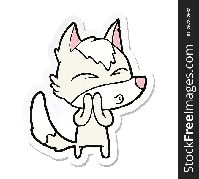 Sticker Of A Cartoon Wolf Whistling
