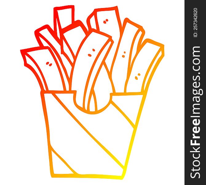 warm gradient line drawing of a cartoon takeout fries