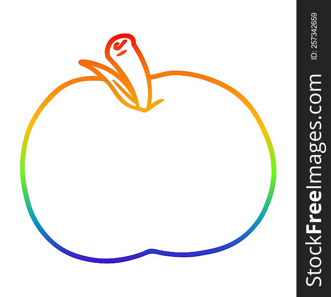 Rainbow Gradient Line Drawing Cartoon Apple