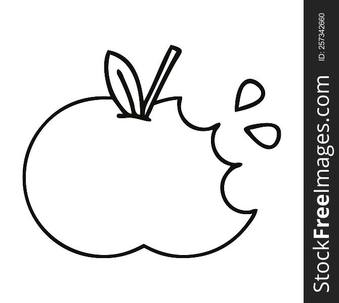 line drawing cartoon of a red apple