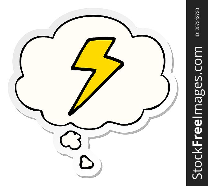 Cartoon Lightning Bolt And Thought Bubble As A Printed Sticker