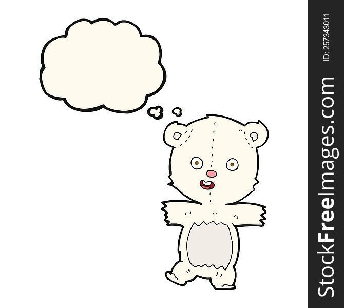 Cartoon Cute Polar Bear Cub With Thought Bubble