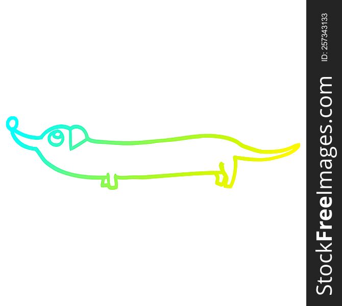 cold gradient line drawing of a cartoon dachshund